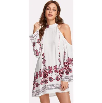 Dámské šaty LM moda Krátké letní šaty s dlouhým rukávem 8452 Velikost: L / 40 / 08 / 12