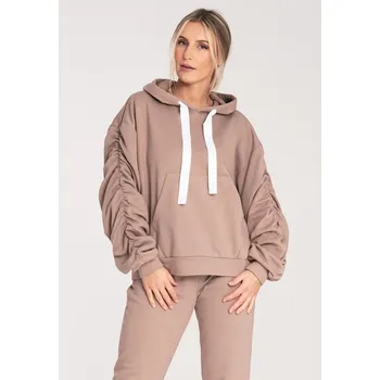 Dámská mikina Mikina s kapucí ze silné bavlny M1055 FIGL Barva: Béžová, Velikost: S