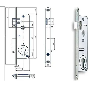 zadlabací zámek Zámek G 223 90/50 "L"