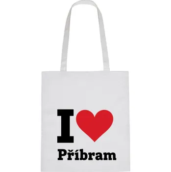 Nákupní taška Plátěná taška - I love Příbram Růžová