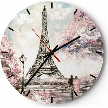 Hodiny Velké nástěnné hodiny 40x40 cm Město Skleněné hodiny Kulatý Tiché