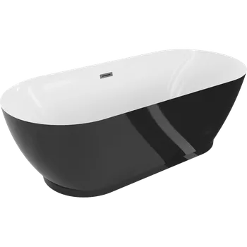 Vana Mexen Roxy volně stojící vana 180 x 85 cm, bílá/černá, přepad gun gray kartáčovaný - 51201808575-66 Volně stojící vany
