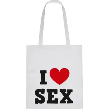 Nákupní taška Plátěná taška - I love sex Žlutá