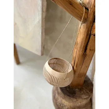 Svícen Svícen Lampion Kokosový Ořech na Čajové Svíčky – Proužky