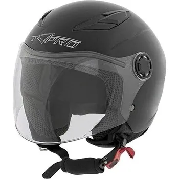 Helma na motorku A-PRO BIKESTAR BK dětská černá otevřená jet přilba– M