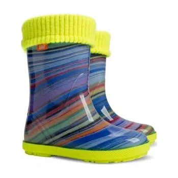 Dívčí holínky DEMAR-HAWAI LUX PRINT AH modré pruhy 0048 HAW LUX PR AH_32-33