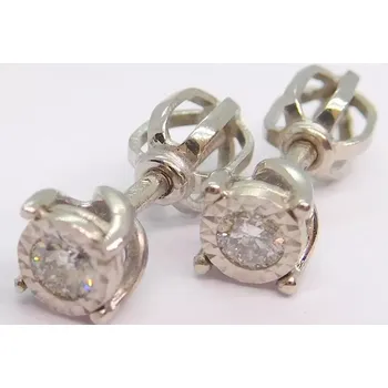 Prsten Klenoty Budín Dámské peckové zlaté náušnice s diamanty na šroubek z bílého zlata 585/1,03gr 2x0,12ct HKD36 (Klenoty Budín Dámské peckové zlaté náušnice s diamanty na šroubek z bílého zlata 585/1,03gr 2x0,12ct HKD36)