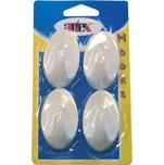 háček samolepicí ovál velký plastový, BÍ (4ks)