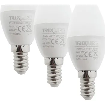 Žárovka LED žárovka Trixline 6W C35 E14 studená bílá 3 PACK