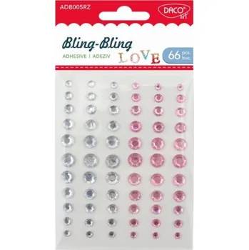 samolepka Samolepicí kamínky - stříbrno-růžové - 66 ks - 33000-005RZ
