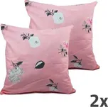 Povlak na polštář, růžová, kytičky, sada 2 ks