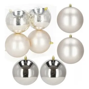 Vánoce Vánoční baňky XL stříbrné mix - 12cm, sada 4ks