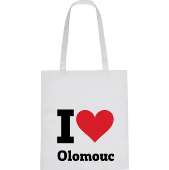 Nákupní taška Plátěná taška - I love Olomouc Růžová