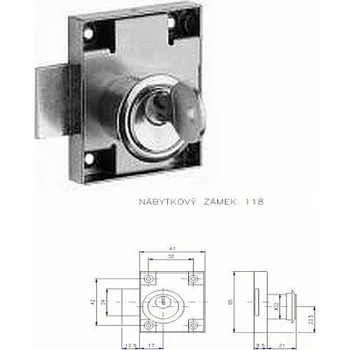 Nábytkové kování Nábytkový zámek 118/50 (002901)