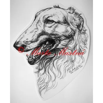 Samolepka barzoj, ruský chrt c209 - Malá - přibližně jako pohlednice