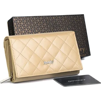 Peněženka Elegantní peněženka z prošívané přírodní kůže - Rovicky Barva: Béžová