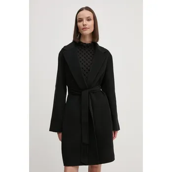 Dámský kabát Vlněný kabát Tommy Hilfiger WW0WW43603 černá 99X, vel. 40