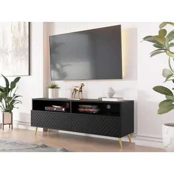 Televizní stolek TV stolek/skříňka Borunti 2K, Barva dřeva: černá MIRJAN 5903211293955