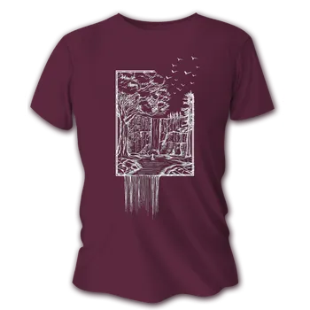 Pánské tričko Pánské lovecké tričko TETRAO vodopád - vínově červené XL