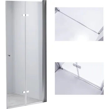 Sprchové dveře BPS-koupelny Zalamovací otočné sprchové dveře HYD-JSD01D 110 chrom/transparent pro instalaci do niky - bez vaničky