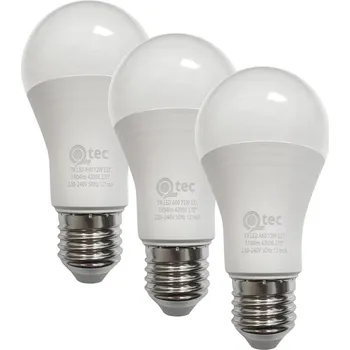 Žárovka LED žárovky 12W/1104lm/A60/E27 neutrální bílá 3 PACK Qtec