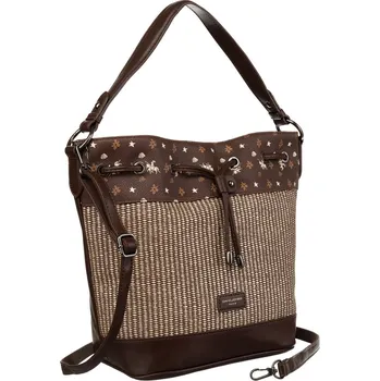 Kabelka Stylová kabelka s ozdobným panelem Barva: Tmavě Hnědá