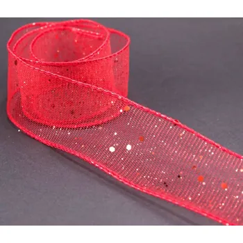 Stuha Stuha s tvarovacím drátkem šíře 4 cm - červená