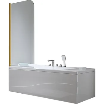 Vanová zástěna BPS-koupelny Jednodílná vanová zástěna HYD-PR01 70x140 zlatá/transparent