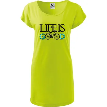 DOBRÝ TRIKO Dámské tričko/šaty Life is good Velikost: S, Barva: Limetková