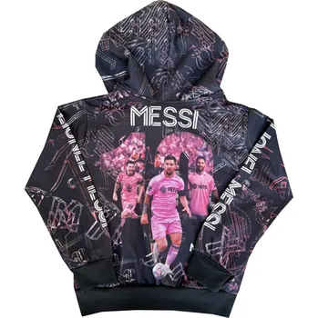 Chlapecká mikina Numberoplus Dětská fotbalová mikina s kapucí - Inter Miami Black Messi Velikost: 11 roků (vel.140)
