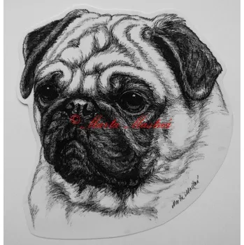 Samolepka mops c562 - Malá - přibližně jako pohlednice