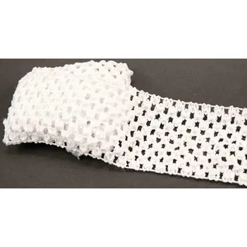 Textilní guma Ozdobná síťovaná pruženka Tutu - bílá - šířka 7 cm
