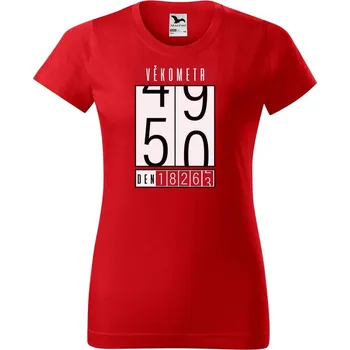 Dámské tričko DOBRÝ TRIKO Dámské tričko s potiskem Věkometr 50 Barva: Červená, Velikost: XS