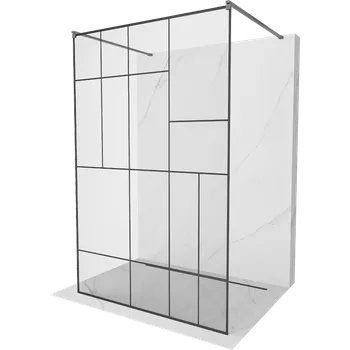 Mexen Kioto samostatná sprchová stěna 140 x 200 cm, černý vzor 8 mm, gun metal - 800-140-002-95-78 Sprchové stěny