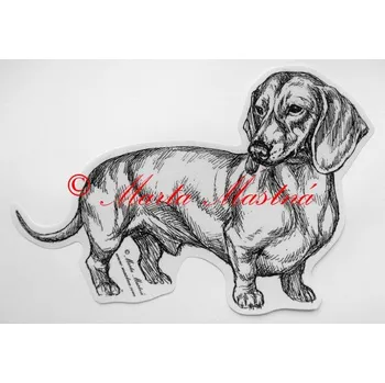 Samolepka jezevčík hladkosrstý c109 - Malá - přibližně jako pohlednice