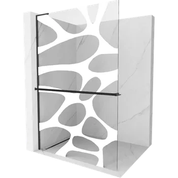 Mexen Kioto+ L sprchová stěna s policí Walk-in 120 x 200 cm, bílá vlna, černá - 800-120-123-70-97 Sprchové stěny