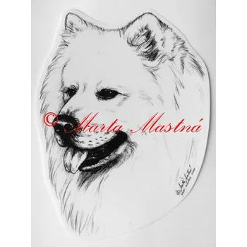 Samolepka samojed c117 - Malá - přibližně jako pohlednice