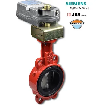 Ventil 624B Klapka mezipřírubová s elektropohonem SIEMENS s havarijní funkcí Napájecí napětí: 24V AC/DC, Dimenze (DN): DN 40