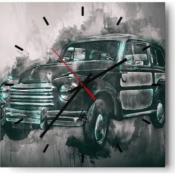 Hodiny Velké nástěnné hodiny na zeď 40x40 Motorismus Skleněné hodiny Tiché