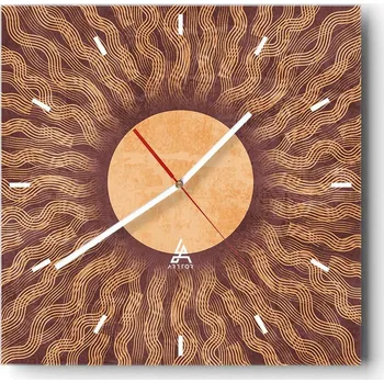 Hodiny Velké nástěnné hodiny na zeď 40x40 Slunce Skleněné hodiny Čtvercové Tiché