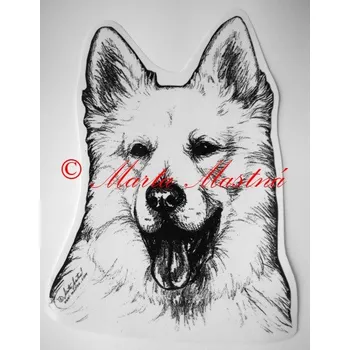Samolepka bílý švýcarský ovčák c8 - Malá - přibližně jako pohlednice
