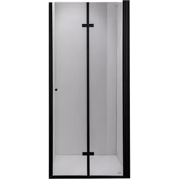 Sprchové dveře BPS-koupelny Zalamovací otočné sprchové dveře HYD-JSD01D 110 černá/transparent pro instalaci do niky - bez vaničky