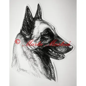 Samolepka belgický ovčák malinois c29 - Malá - přibližně jako pohlednice
