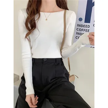 Dámský svetr Tenký svetřík s lodičkovým výstřihem Barva: Bílá, Velikost: ONE SIZE