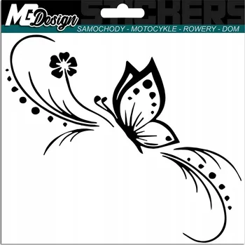 Samolepicí dekorace na vozidlo SAMOLEPKA na auto MOTÝL BUTTERFLY KVĚTINA 13x15