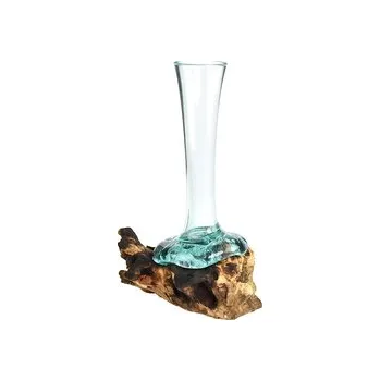 Váza Skleněná váza na dřevě - velká - var. D