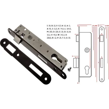zadlabací zámek Zámek ZZB 3 - Z075-ZW 90/22 P-L hl.38mm