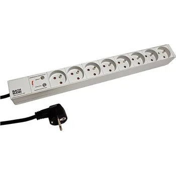 Elektrická zásuvka Bachmann 19'' napájecí panel 1U, 8 × zásuvka CZ, přepěťová ochrana, šedý, 2 m