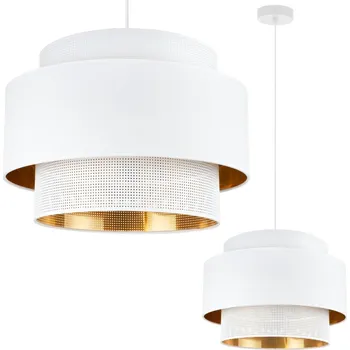 Závěsné svítidlo Asti, 1x PVC/bílé textilní stínítko, (fi 45cm), g/c, w