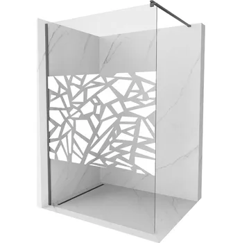 MEXEN/S - Kioto Sprchová zástěna WALK-IN 70 x 200, bílý vzor 8 mm, grafit metal 800-070-101-95-85